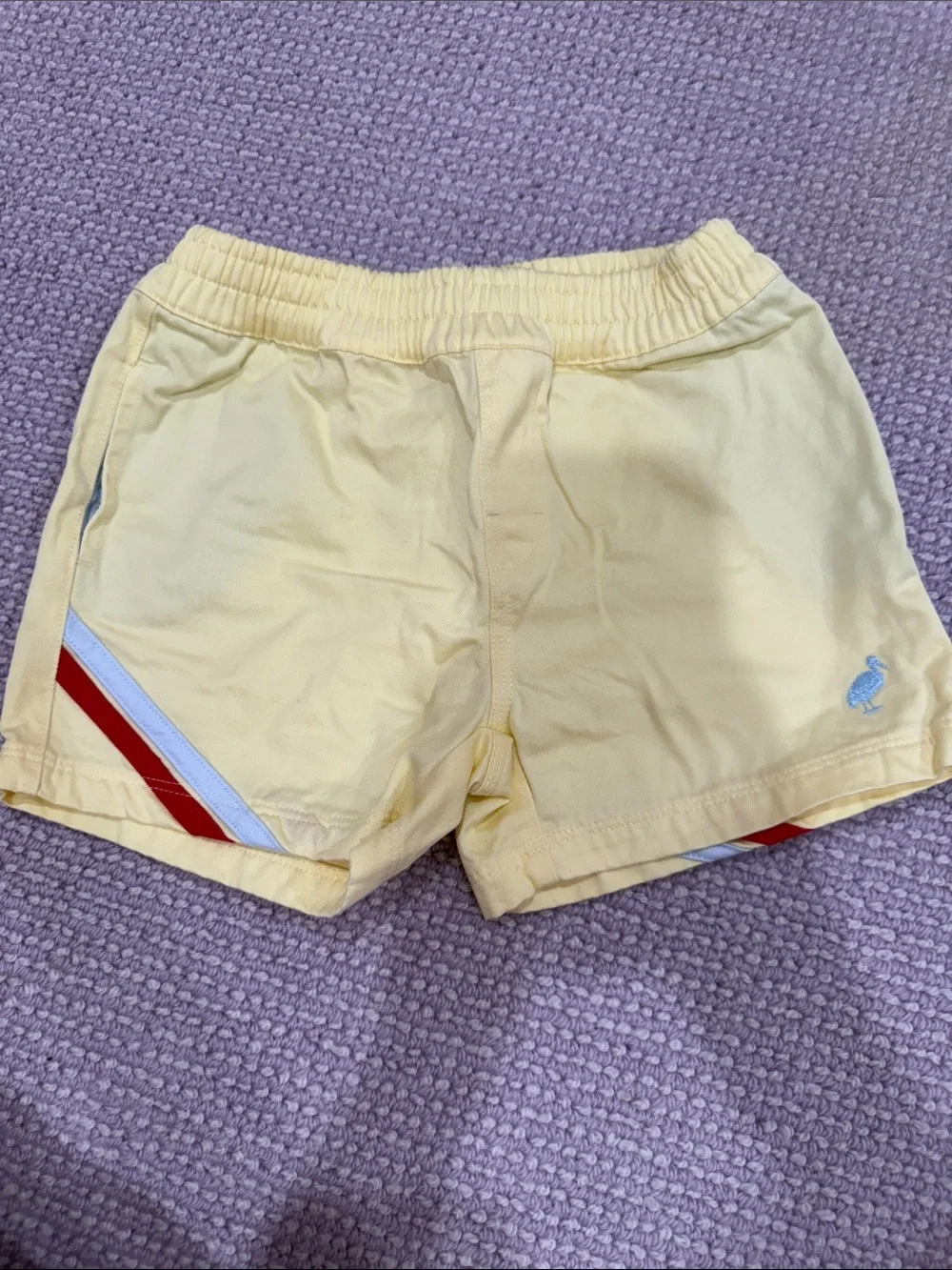 The Beaufort Bonnet Company Yellow Kids Athletic Shorts with Red & White Stripe